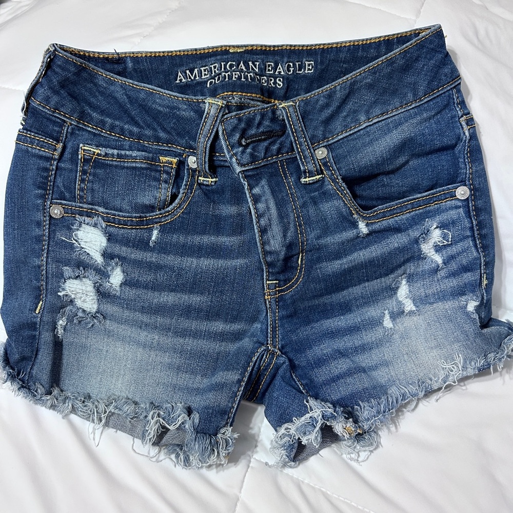 American Eagle Outfitters Distressed Blue Jean Shorts